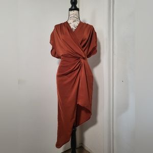 Rust color size small aline dress.